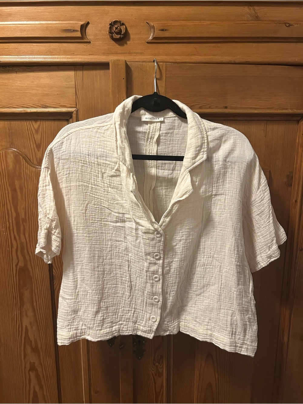 Neuflora Gauze Short-Sleeve Button-Front Collared Shirt